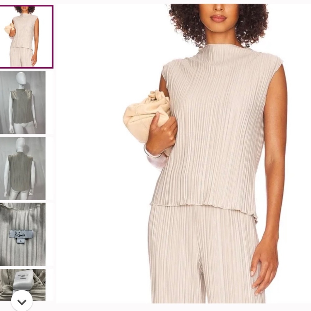 Rails Cream Pleated Blouse - Silk - Size M